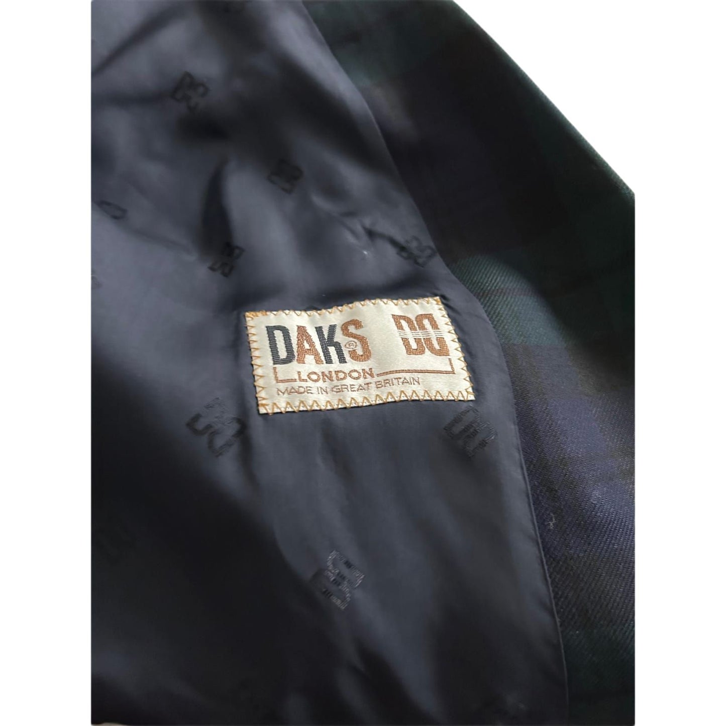 DAKS London Blazer Herren Gr 52 Dunkelblau Kariert Wolle Goldknöpfe Elegant