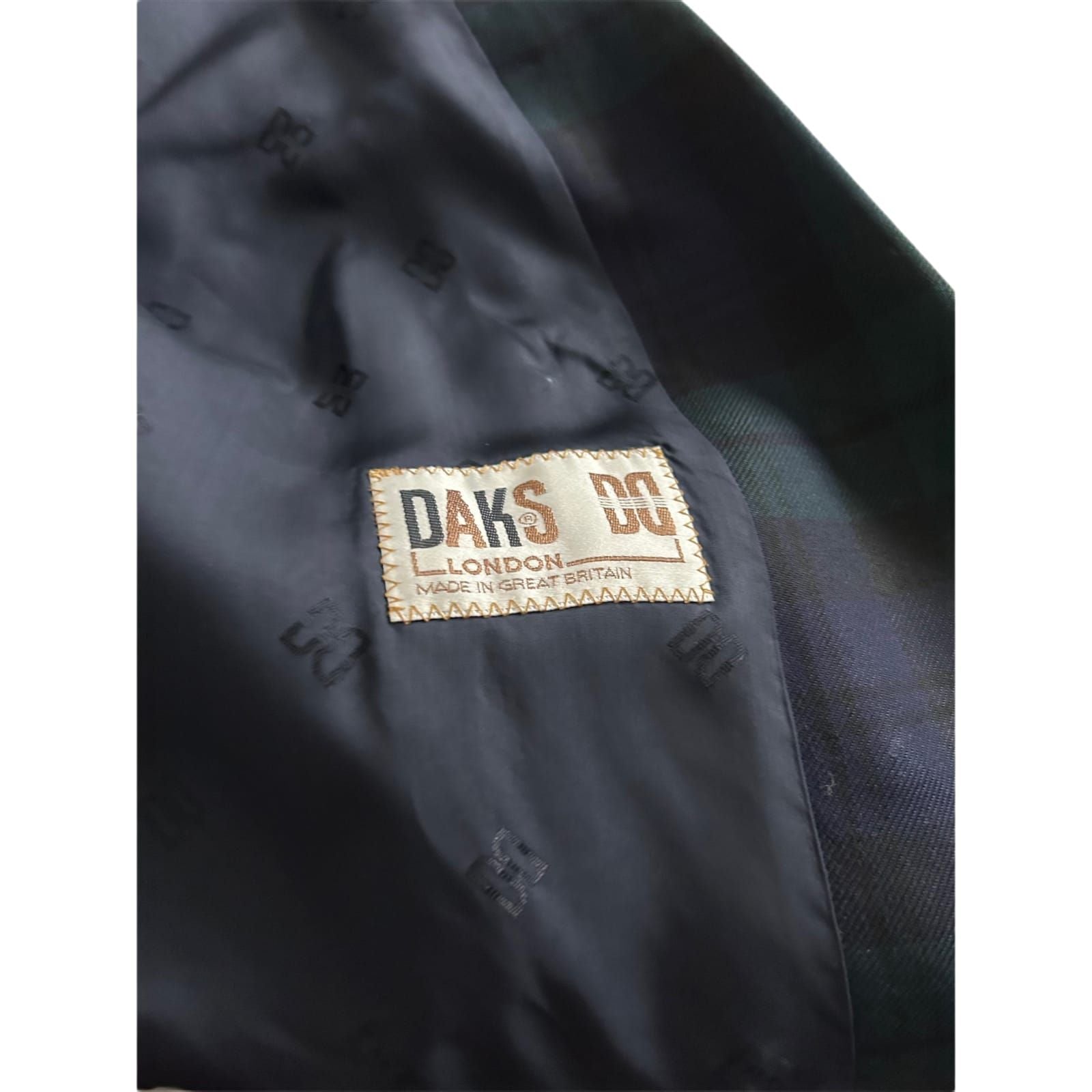 DAKS London Blazer Herren Gr 52 Dunkelblau Kariert Wolle Goldknöpfe Elegant