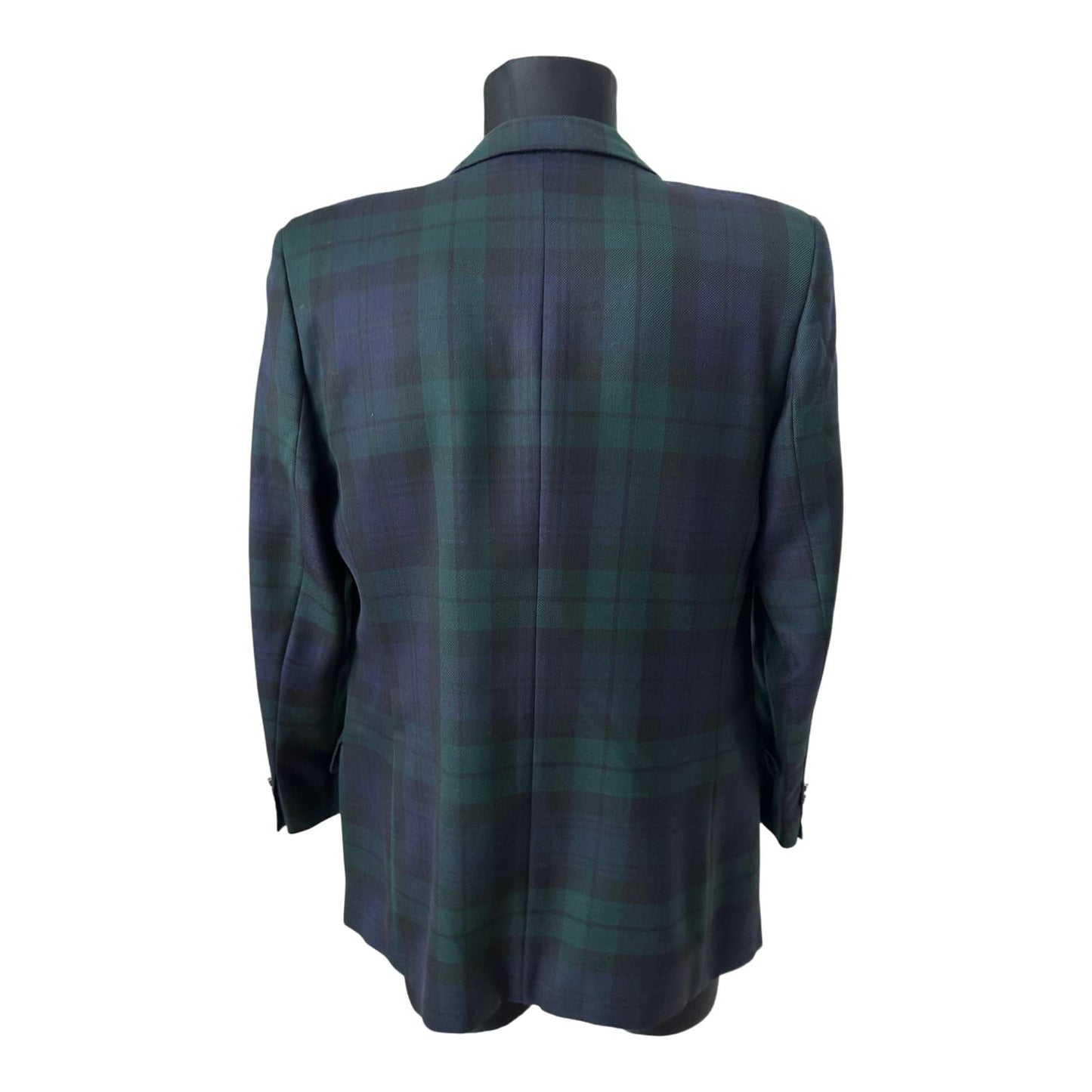 DAKS London Blazer Herren Gr 52 Dunkelblau Kariert Wolle Goldknöpfe Elegant