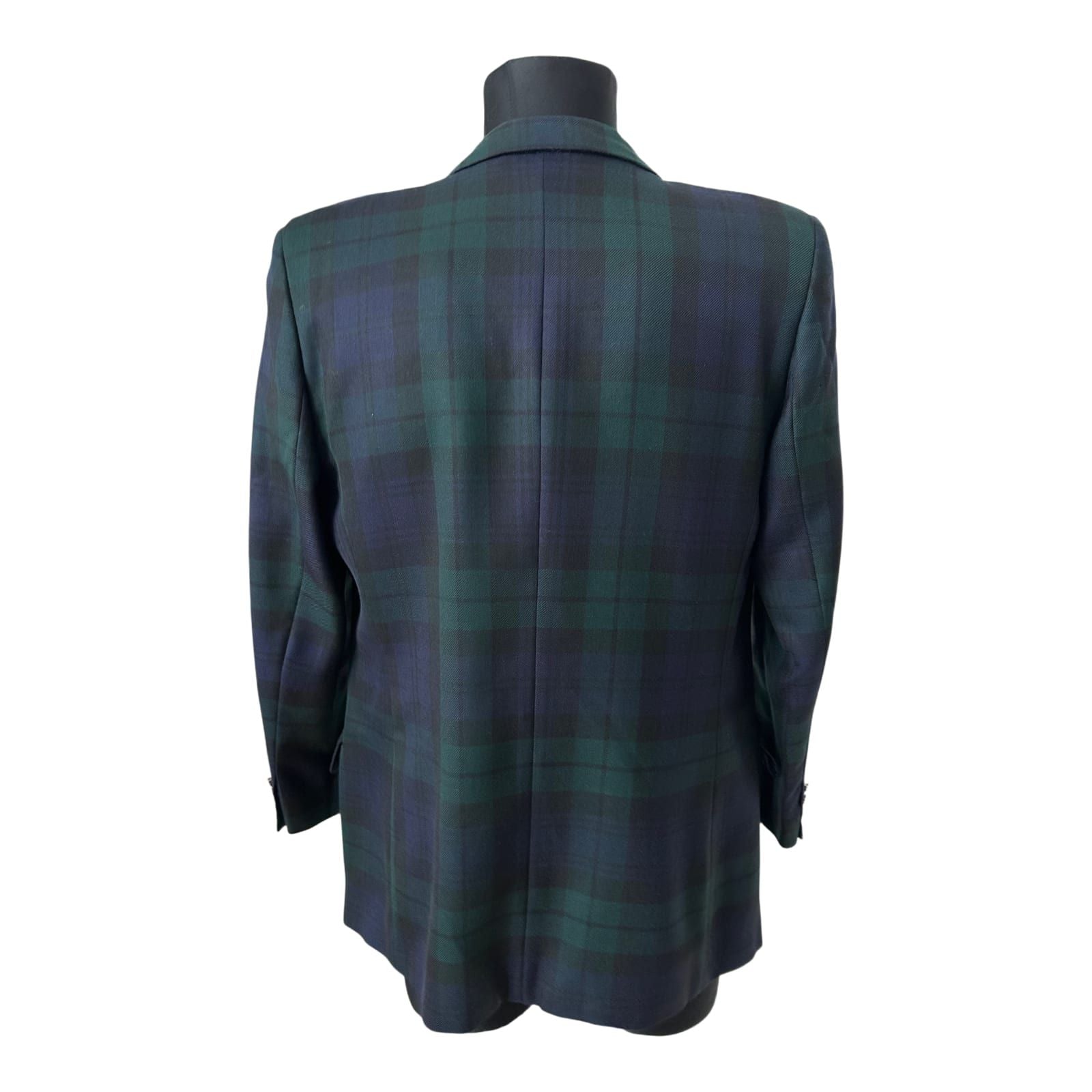 DAKS London Blazer Herren Gr 52 Dunkelblau Kariert Wolle Goldknöpfe Elegant
