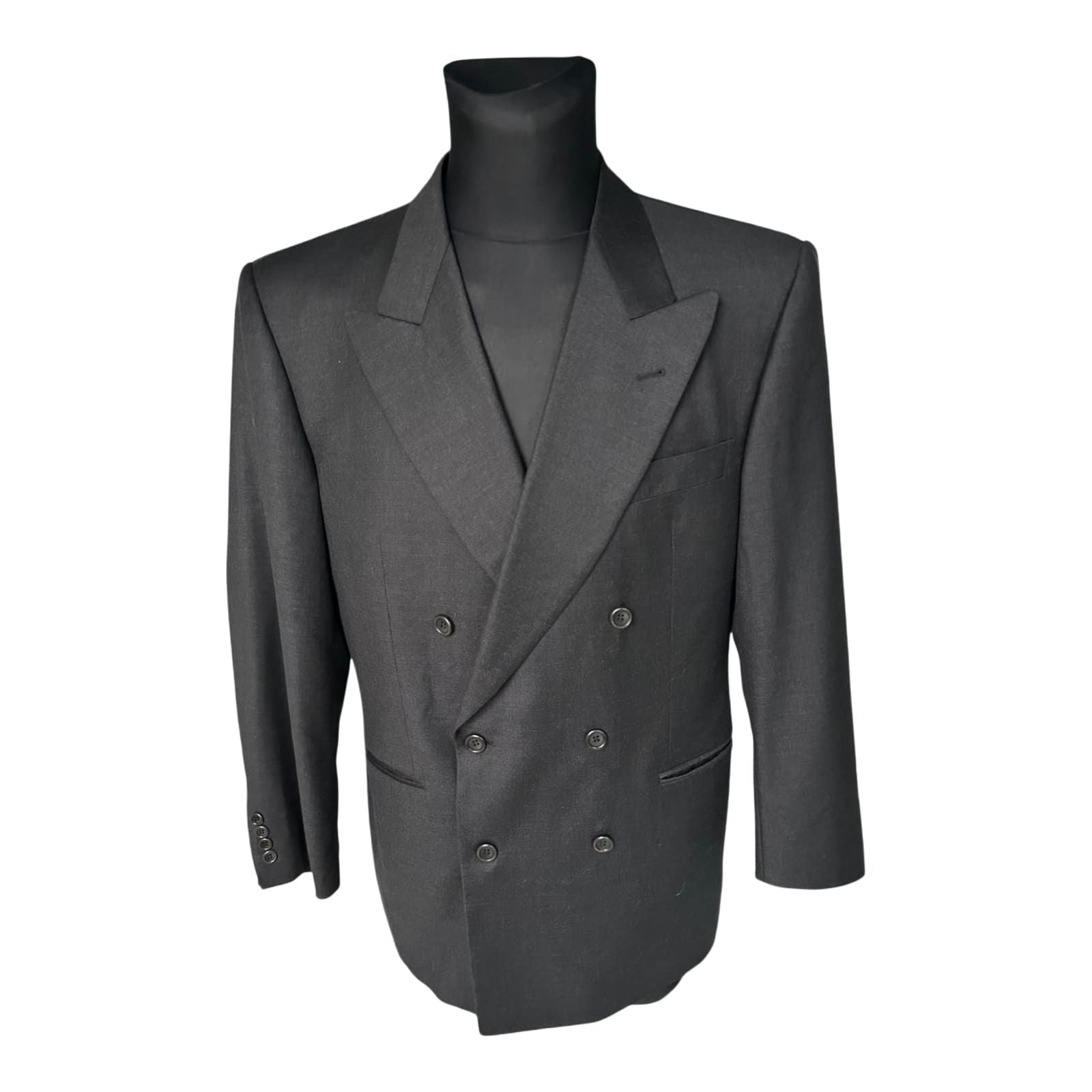 Wagenheimer Sakko Herren Gr 50 Schwarz Zweireiher Vintage Schurwolle Elegant