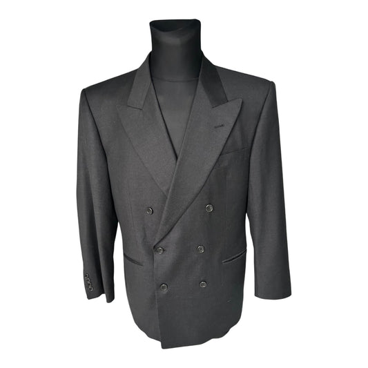 Wagenheimer Sakko Herren Gr 50 Schwarz Zweireiher Vintage Schurwolle Elegant