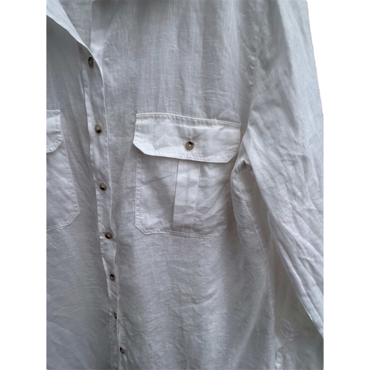 Brax Bluse Damen Gr 42 Weiß 100% Leinen Langarm Sommer Hemdbluse Elegant Klassisch