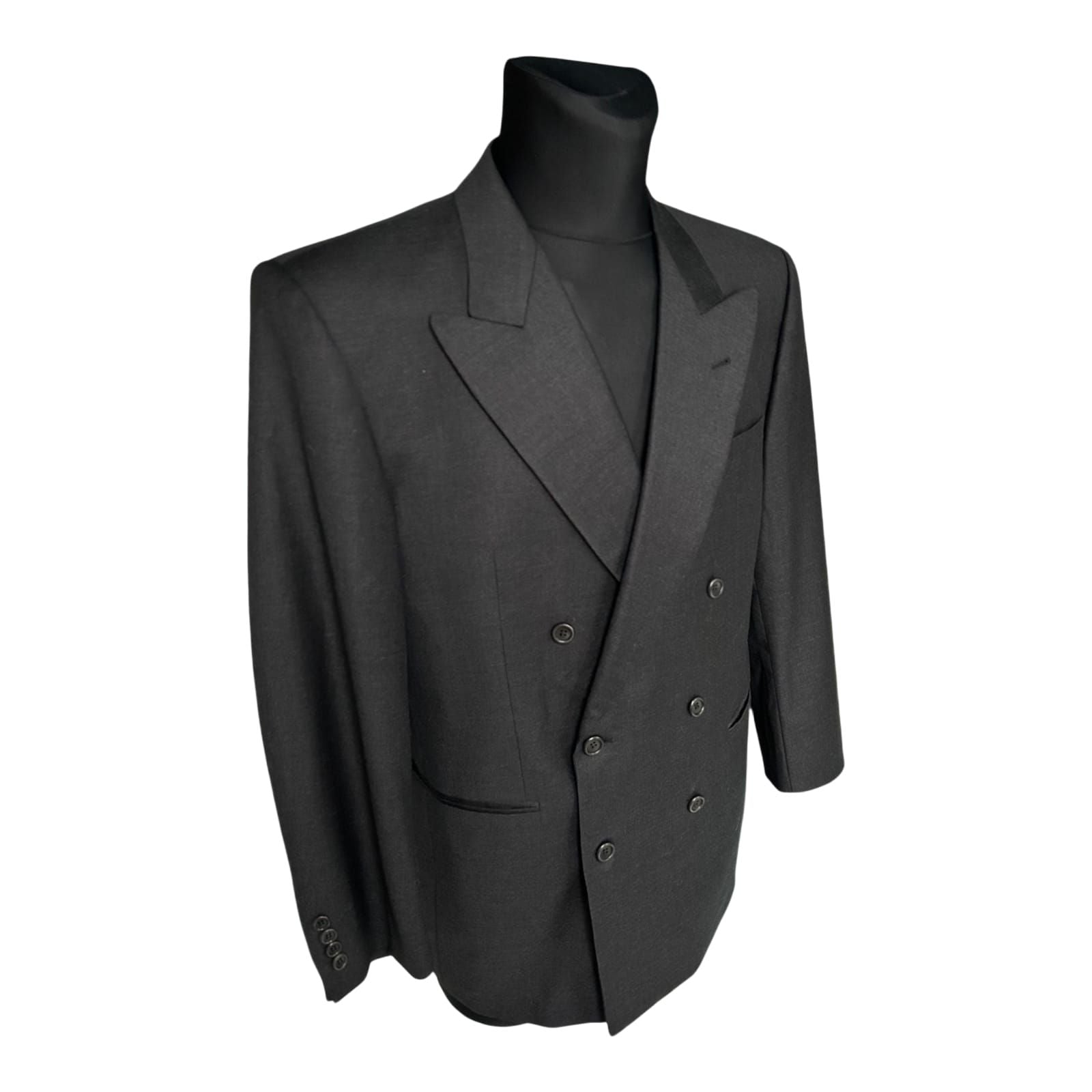 Wagenheimer Sakko Herren Gr 50 Schwarz Zweireiher Vintage Schurwolle Elegant