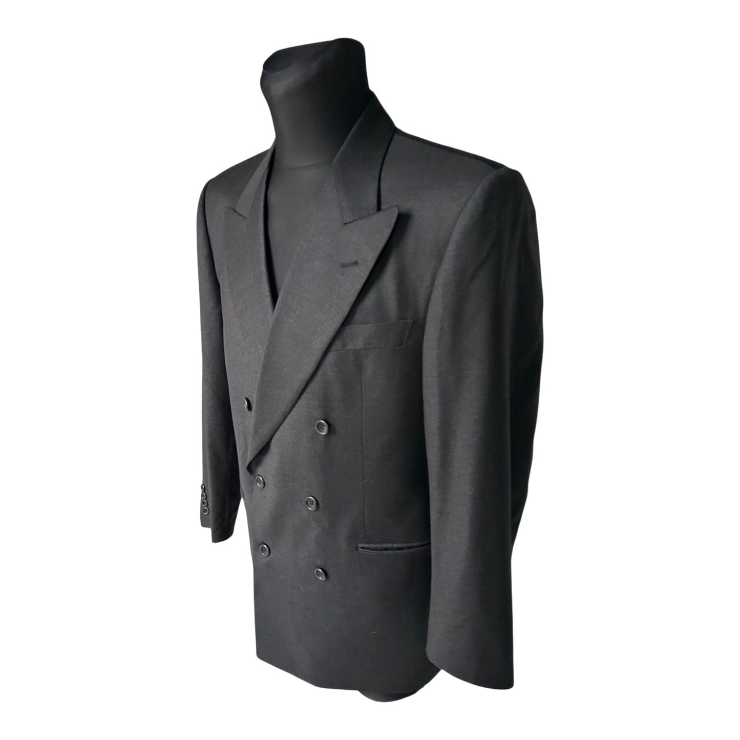 Wagenheimer Sakko Herren Gr 50 Schwarz Zweireiher Vintage Schurwolle Elegant