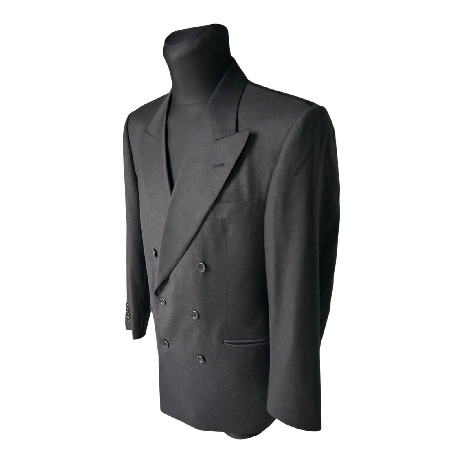 Wagenheimer Sakko Herren Gr 50 Schwarz Zweireiher Vintage Schurwolle Elegant