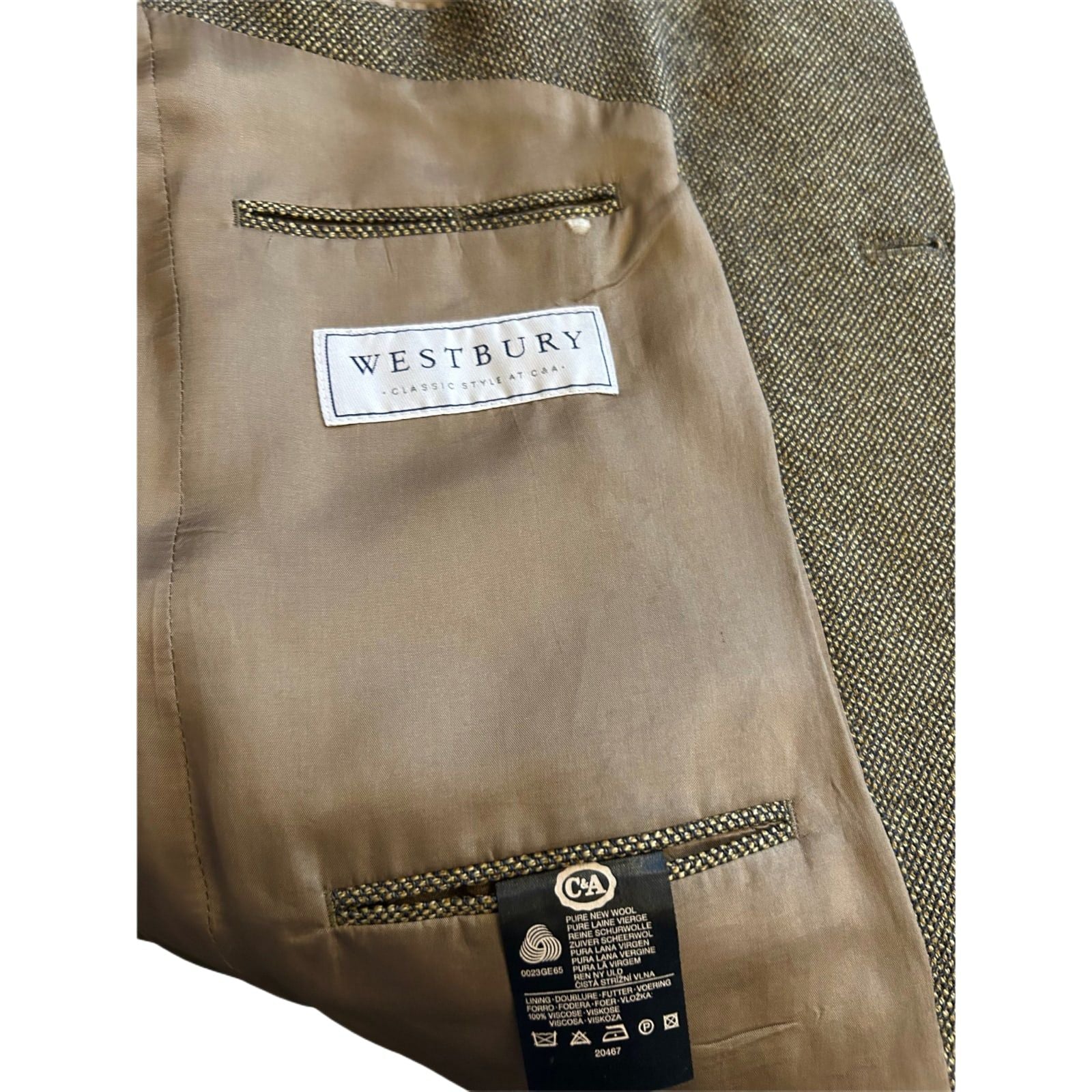 Westbury Sakko Herren Gr 54 Braun Oliv Schurwolle Klassisch Elegant Stil