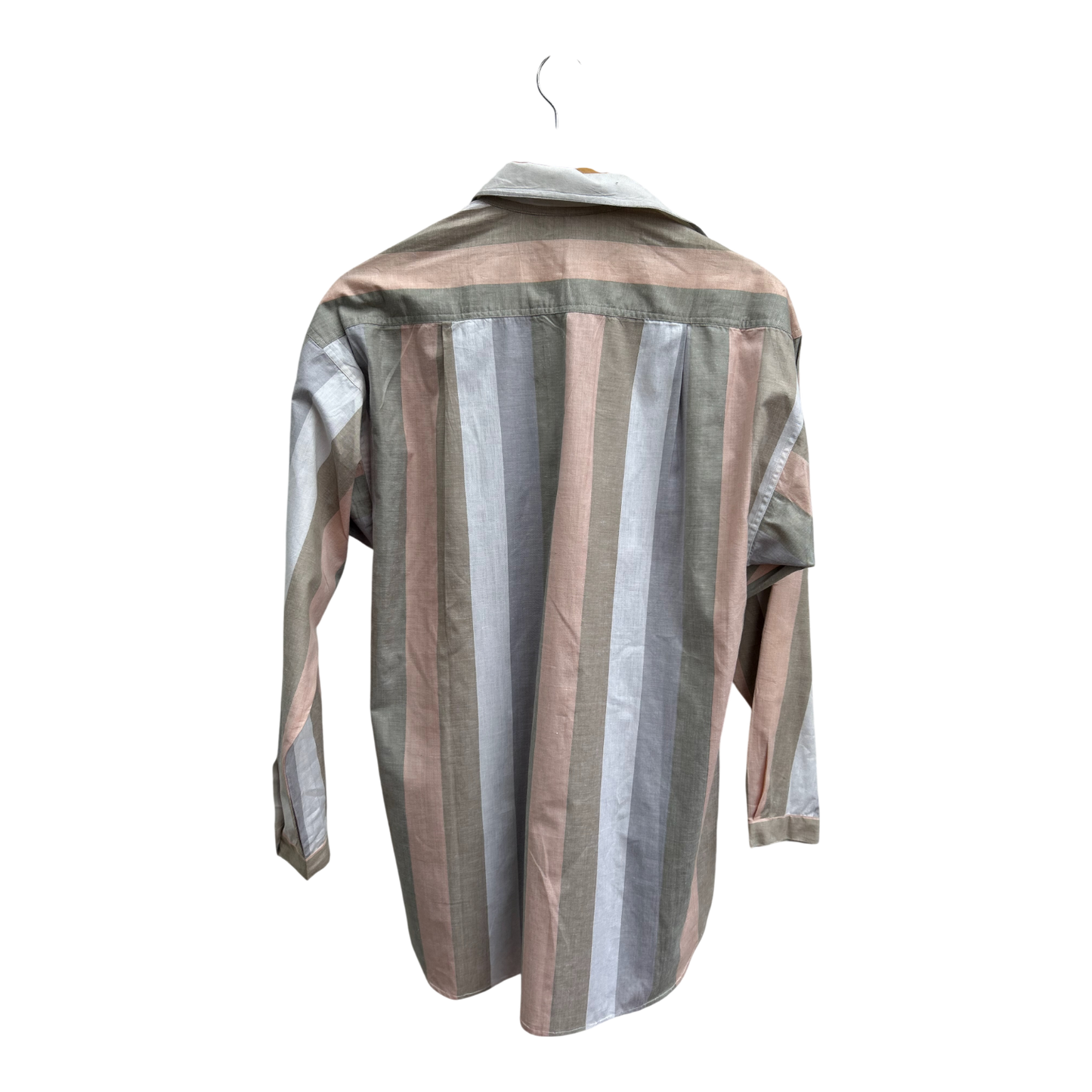 Vintage Bluse Damen Gr 36 Gestreift Langarm 100% Baumwolle Krempelärmel Mehrfarbig