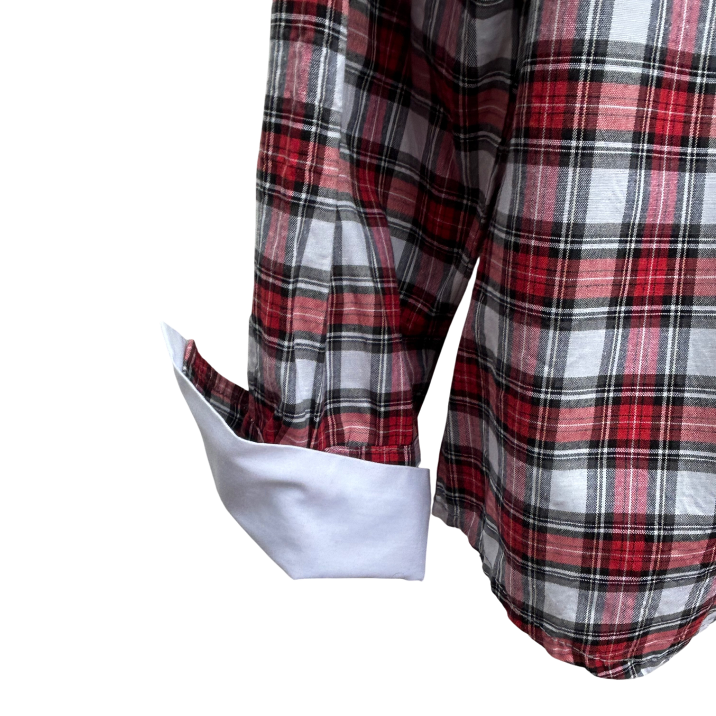 Biba Bluse Damen Gr 40 Kariert 100% Baumwolle Abnehmbarer Kragen Schal Rot Weiß