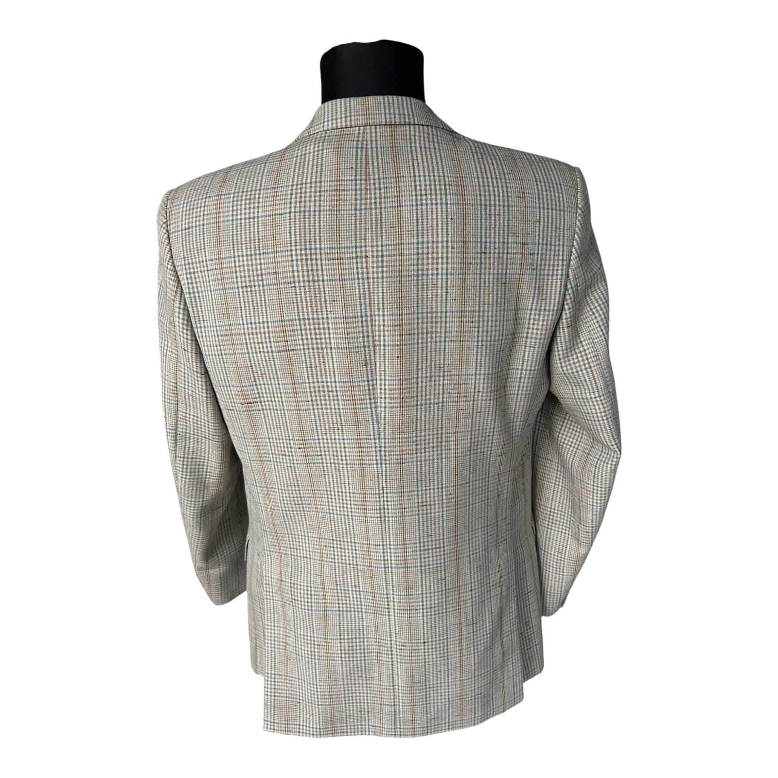 C&A Sakko Herren Gr 25 Beige Braun Karo Wolle Mohair Klassisch Elegant