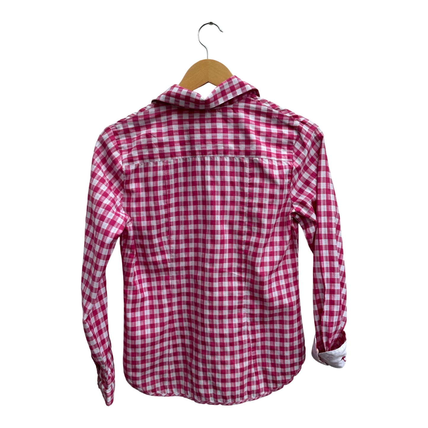 Stockerpoint Bluse Damen Gr 36 Karo Pink Weiß Baumwolle Rüschen Trachtenstil