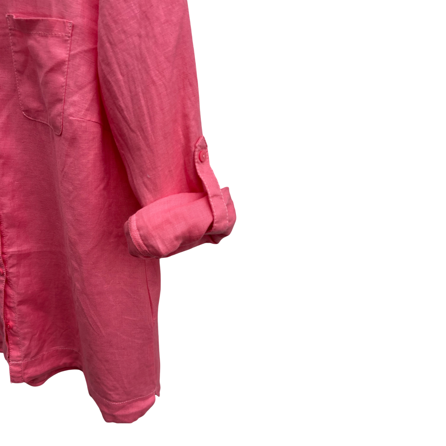 Gerry Weber Bluse Damen Gr 40 Koralle 100% Leinen Langarm Krempelärmel Sommer Elegant