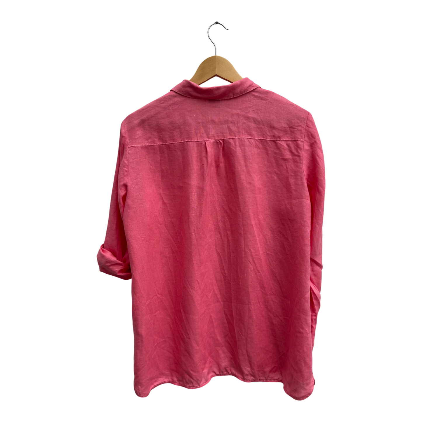 Gerry Weber Bluse Damen Gr 40 Koralle 100% Leinen Langarm Krempelärmel Sommer Elegant