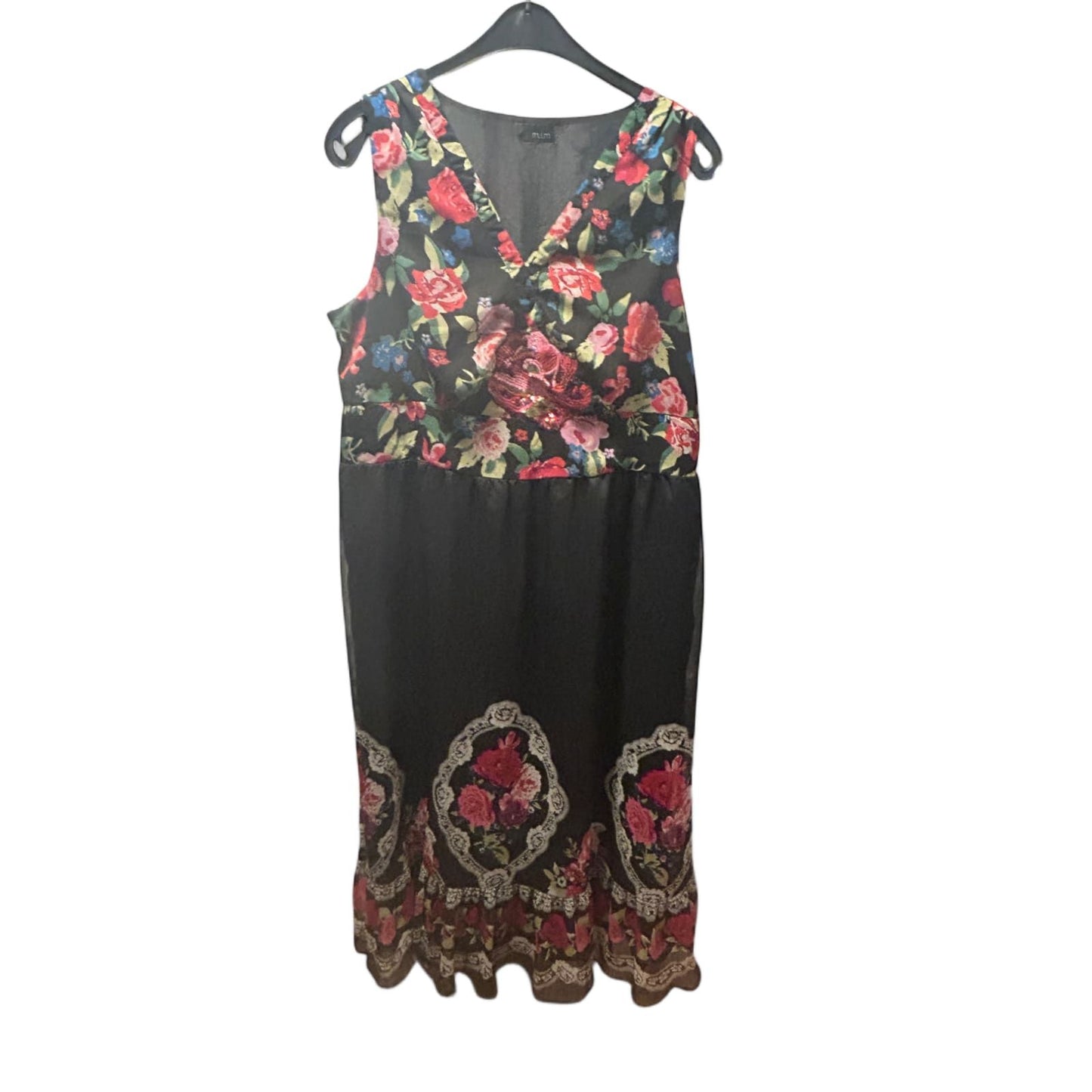 m.i.m Kleid Damen Dress Maxikleid Gr. 48 Floral Spitze Elegant Sommer Boho Look