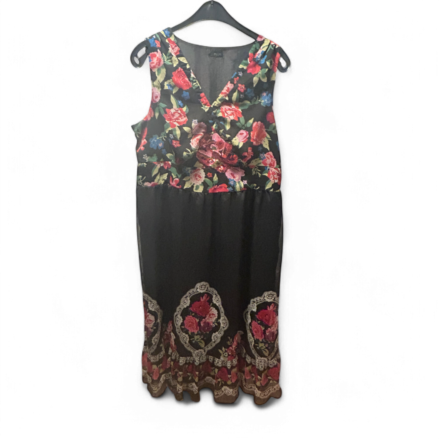 m.i.m Kleid Damen Dress Maxikleid Gr. 48 Floral Spitze Elegant Sommer Boho Look