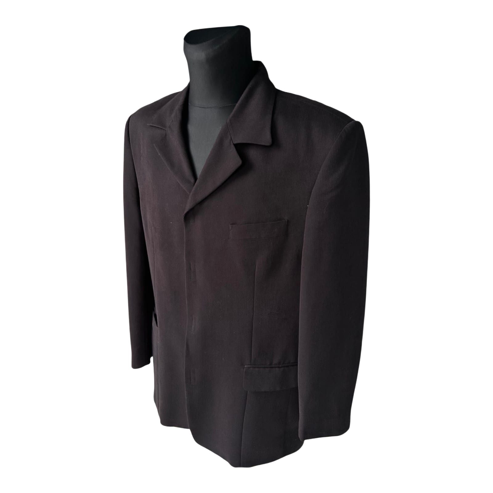 Downstairs Sakko Herren Gr 50 Schwarz Viskose Modern Elegant Klettverschluss
