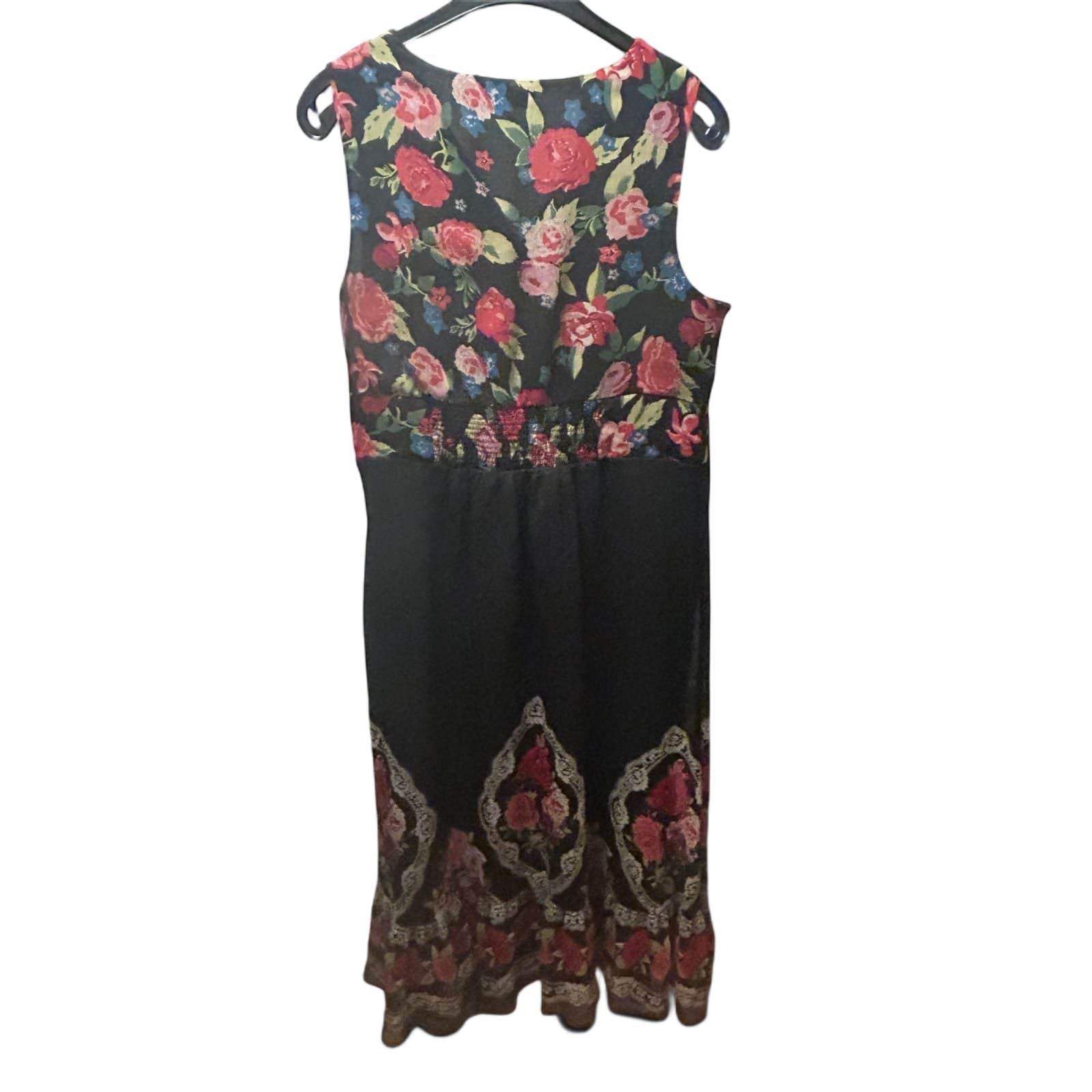 m.i.m Kleid Damen Dress Maxikleid Gr. 48 Floral Spitze Elegant Sommer Boho Look