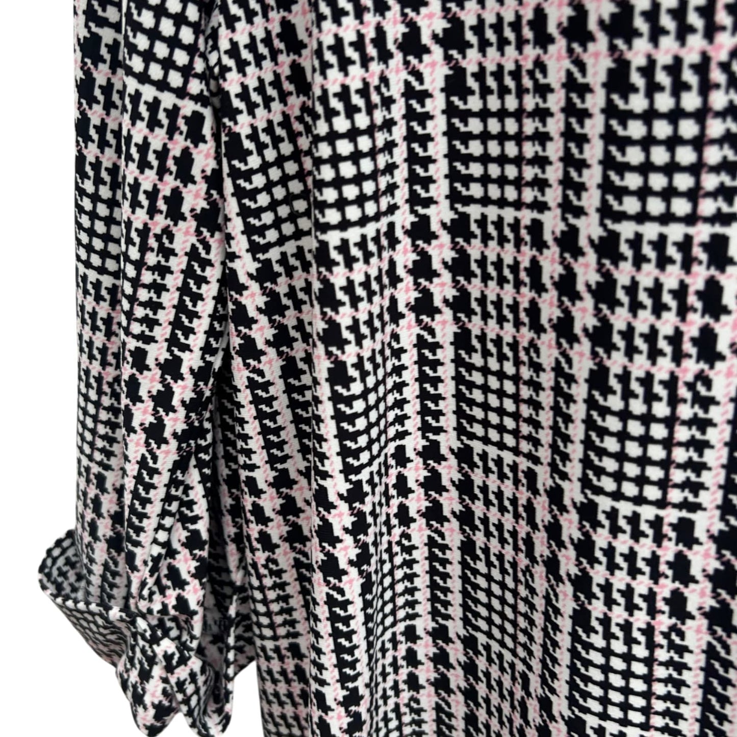 Tommy Hilfiger Bluse Damen Gr XL Schwarz Weiß Rosa Muster 3/4 Arm Elegant Stretch