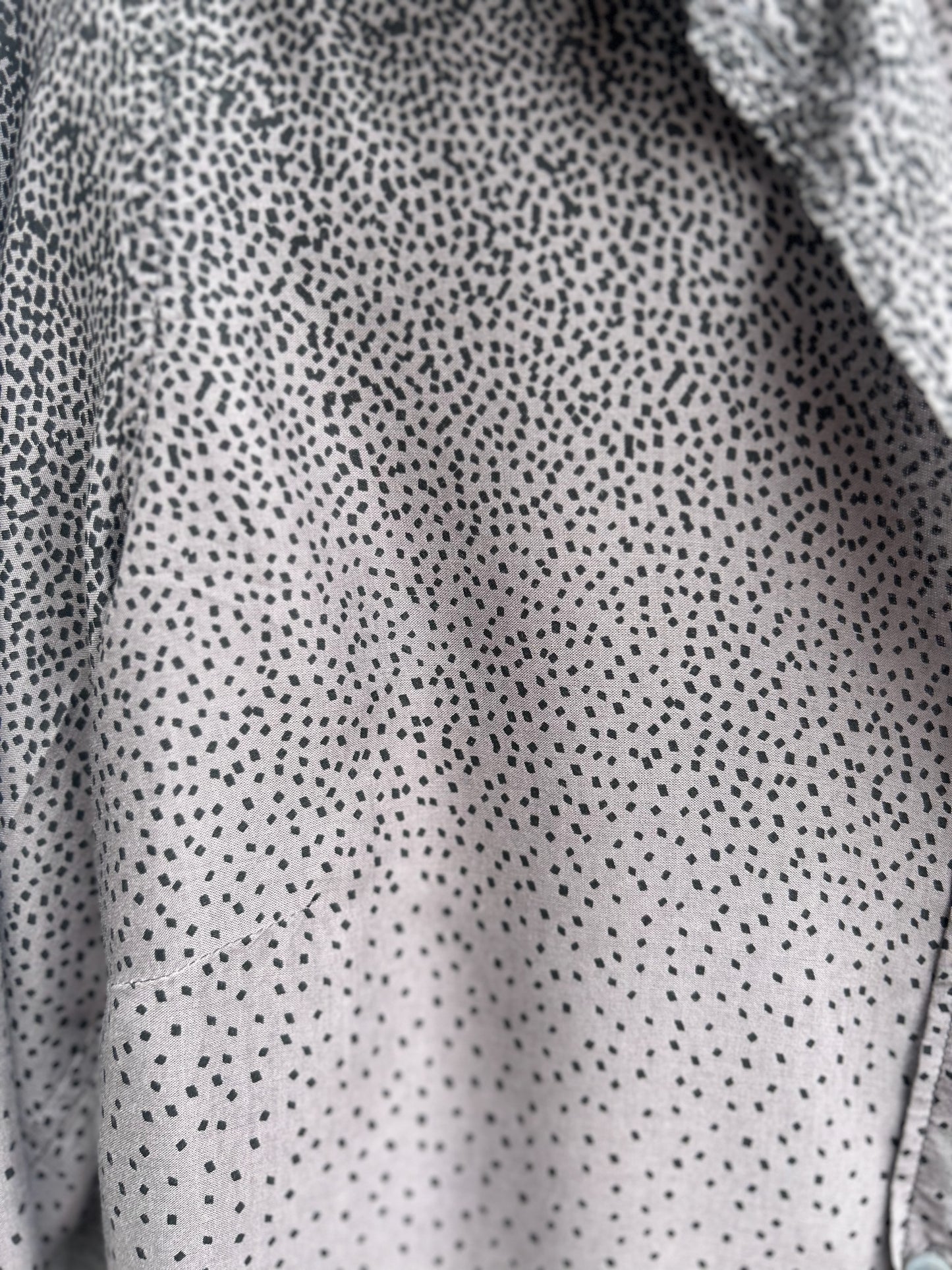 Campus Longbluse Damen Gr S Grau Schwarz 100% Viskose Punkte Muster Elegant Lang