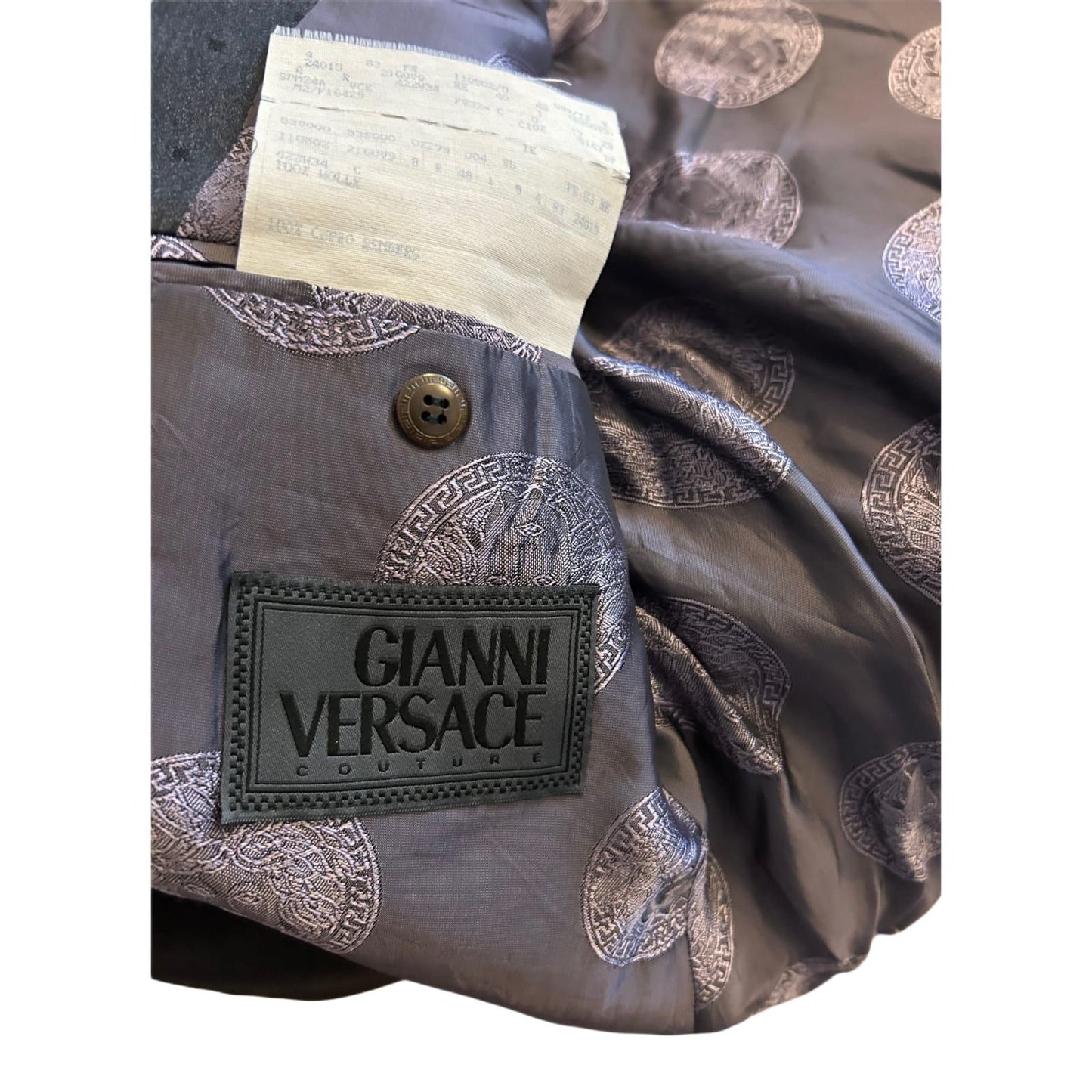 Gianni Versace Sakko Herren Gr 50 Anthrazit Punkte Wolle Elegant Luxus