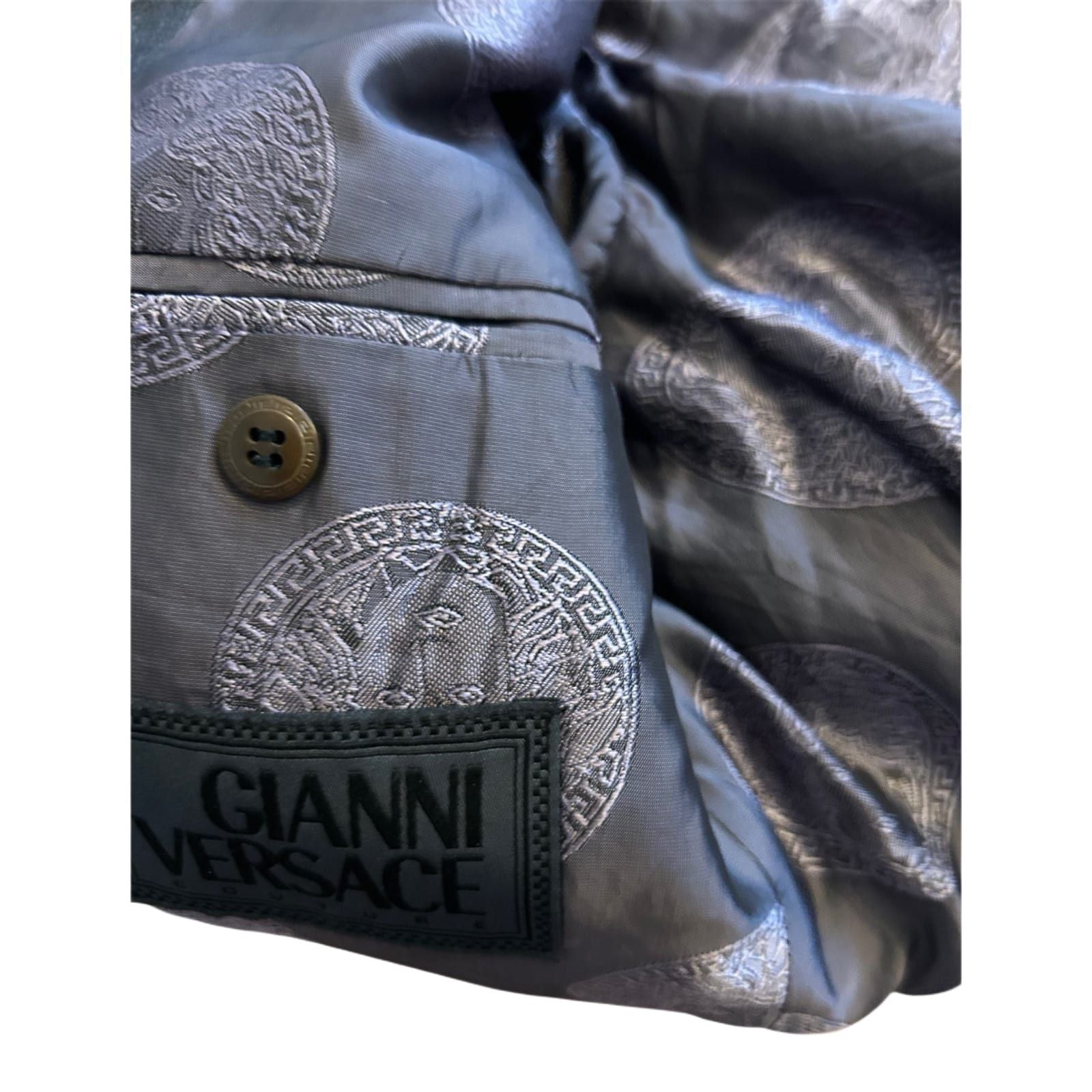 Gianni Versace Sakko Herren Gr 50 Anthrazit Punkte Wolle Elegant Luxus