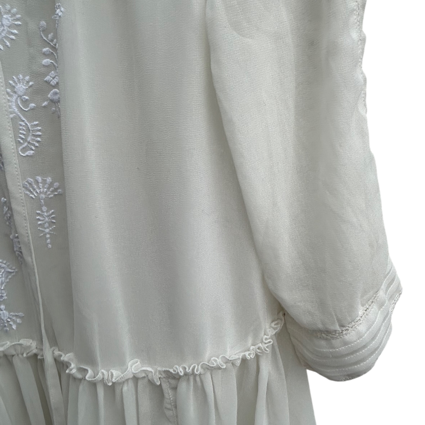 Gina Tunika Damen Gr 40 Creme Weiß Stickerei Boho Sommer Bluse Elegant Chiffon