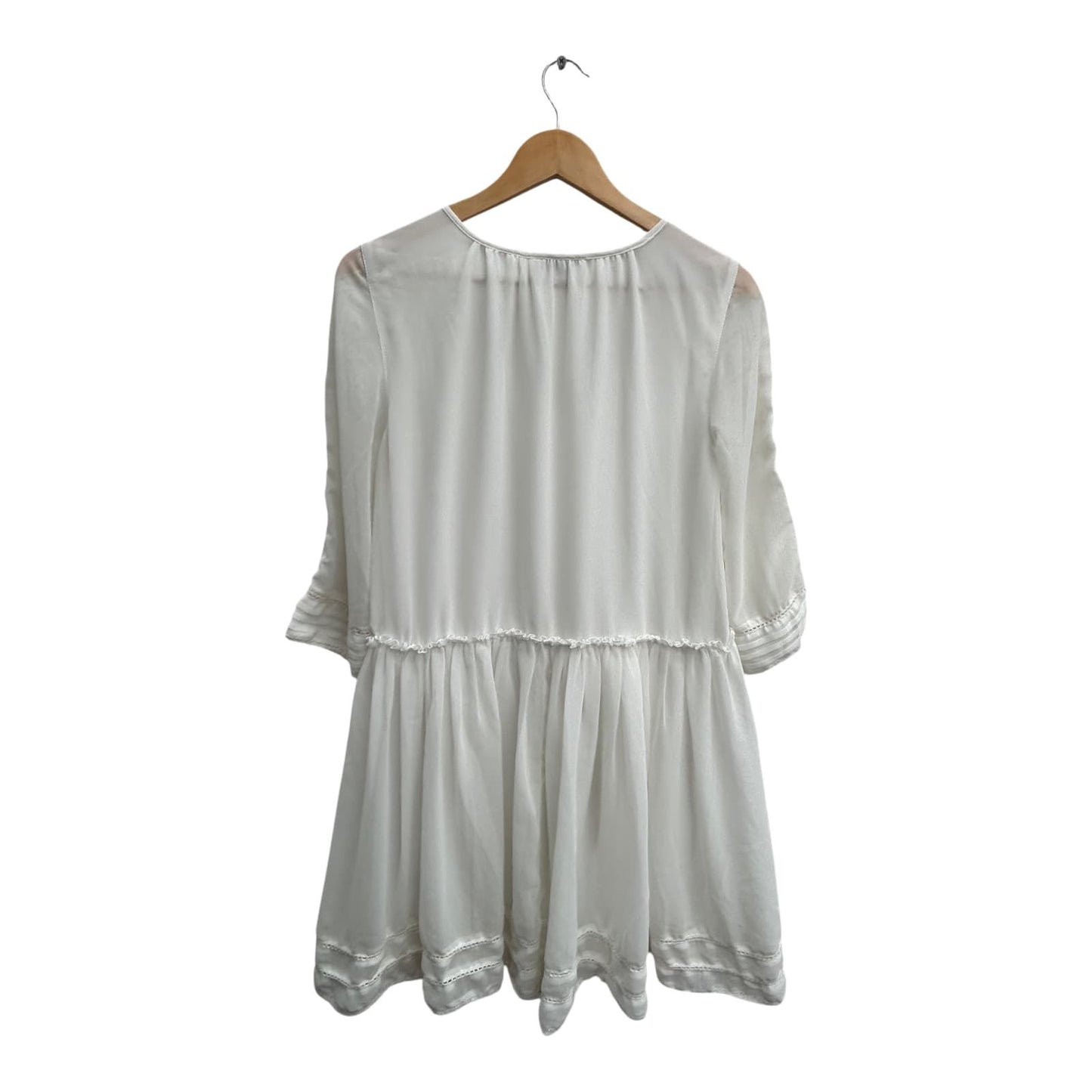 Gina Tunika Damen Gr 40 Creme Weiß Stickerei Boho Sommer Bluse Elegant Chiffon