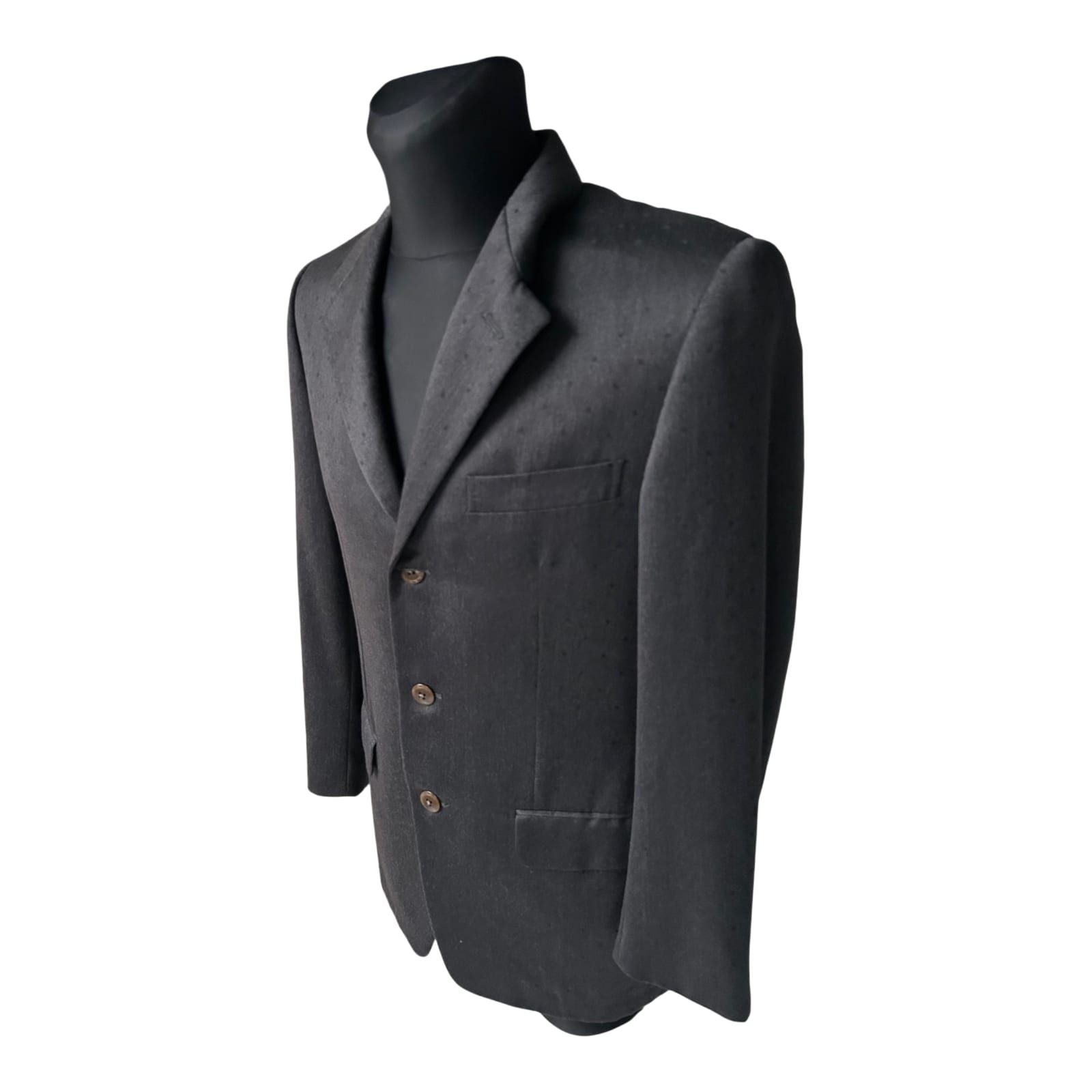 Gianni Versace Sakko Herren Gr 50 Anthrazit Punkte Wolle Elegant Luxus