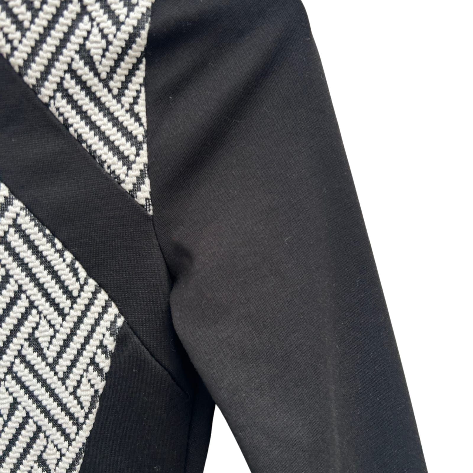 H&M Kleid Damen Gr 36 Schwarz Weiß Stretch Baumwolle Figurbetont Elegant Party