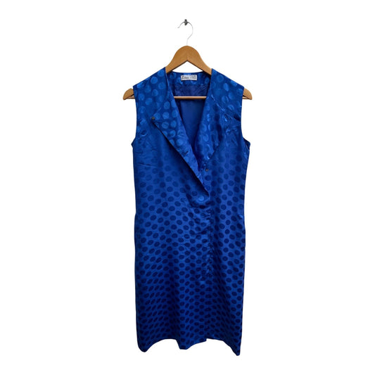 Lima Modelle Kleid Damen Gr 40 Blau Punkte Satin Gefüttert Retro Elegant Midi