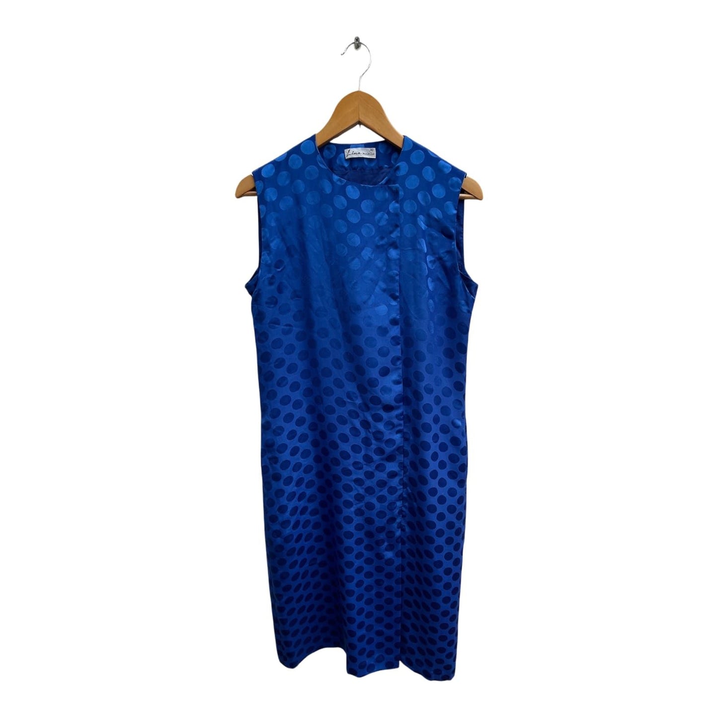Lima Modelle Kleid Damen Gr 40 Blau Punkte Satin Gefüttert Retro Elegant Midi