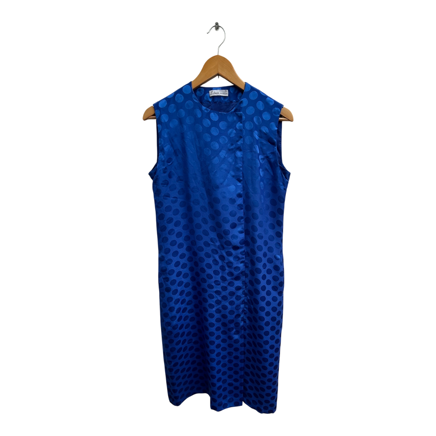 Lima Modelle Kleid Damen Gr 40 Blau Punkte Satin Gefüttert Retro Elegant Midi