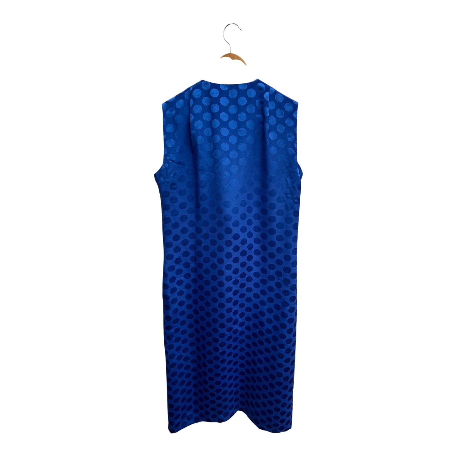 Lima Modelle Kleid Damen Gr 40 Blau Punkte Satin Gefüttert Retro Elegant Midi