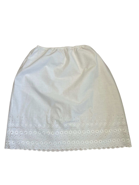 Unterrock Damen 40/42 Weiß Baumwolle Lochmuster Gummibund Midi Sommer