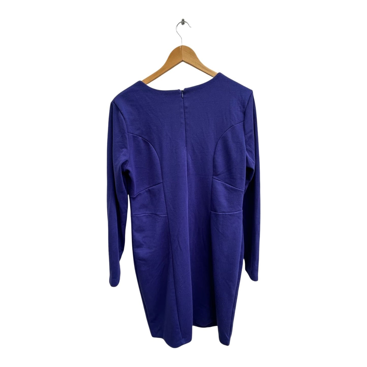 H&M Kleid Damen Gr L Royalblau Elegant Stretch Langarm Figurbetont Business