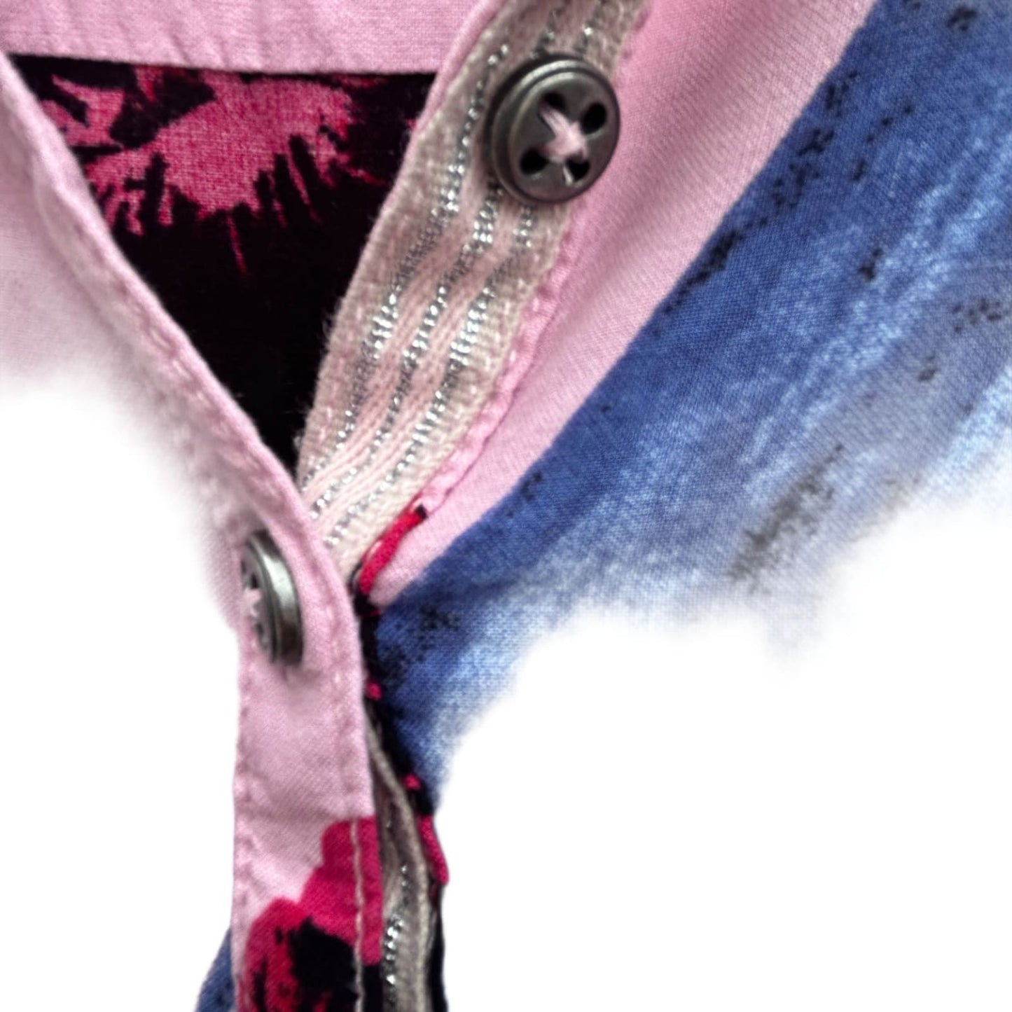 Fransa Kleid Damen Gr S Rosa Blau Blumenmuster Viskose Langarm Knopfleiste Gürtel