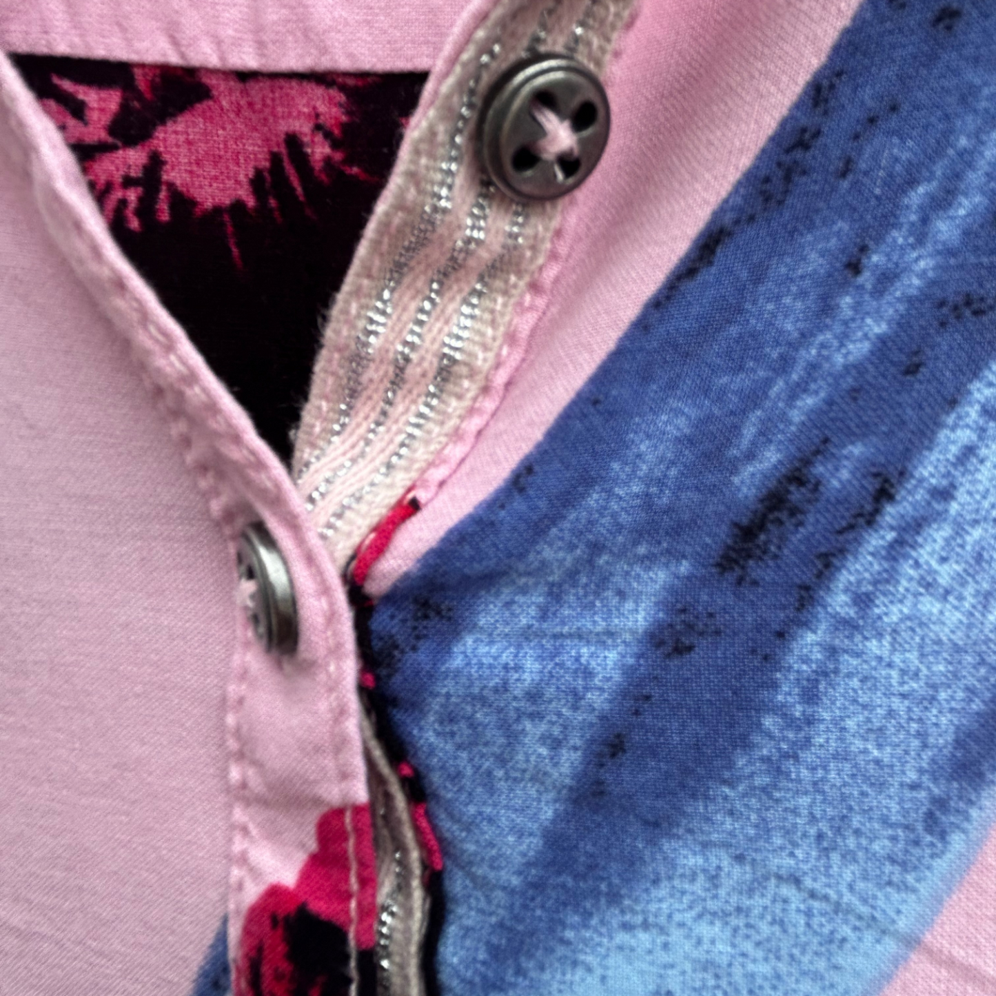 Fransa Kleid Damen Gr S Rosa Blau Blumenmuster Viskose Langarm Knopfleiste Gürtel