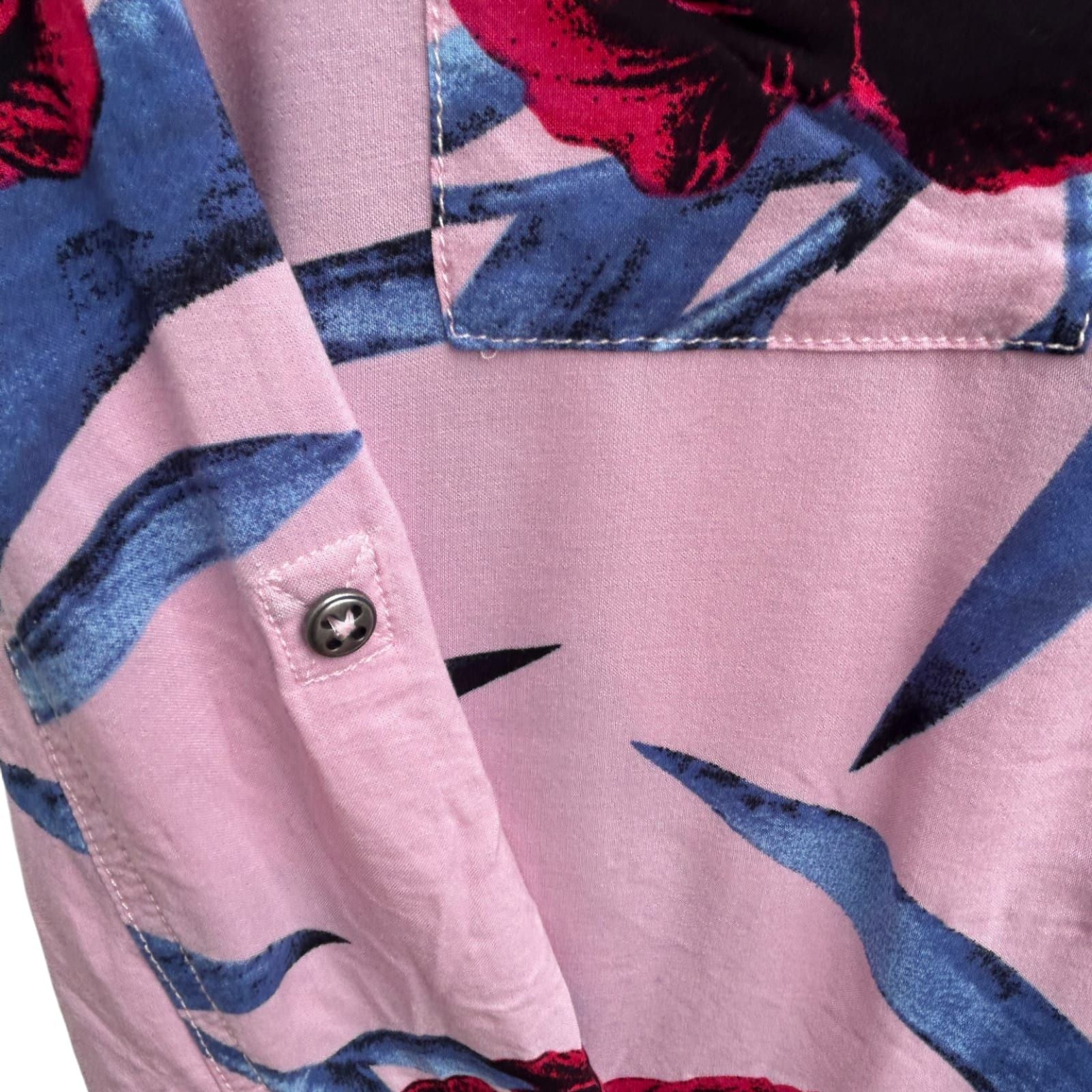 Fransa Kleid Damen Gr S Rosa Blau Blumenmuster Viskose Langarm Knopfleiste Gürtel