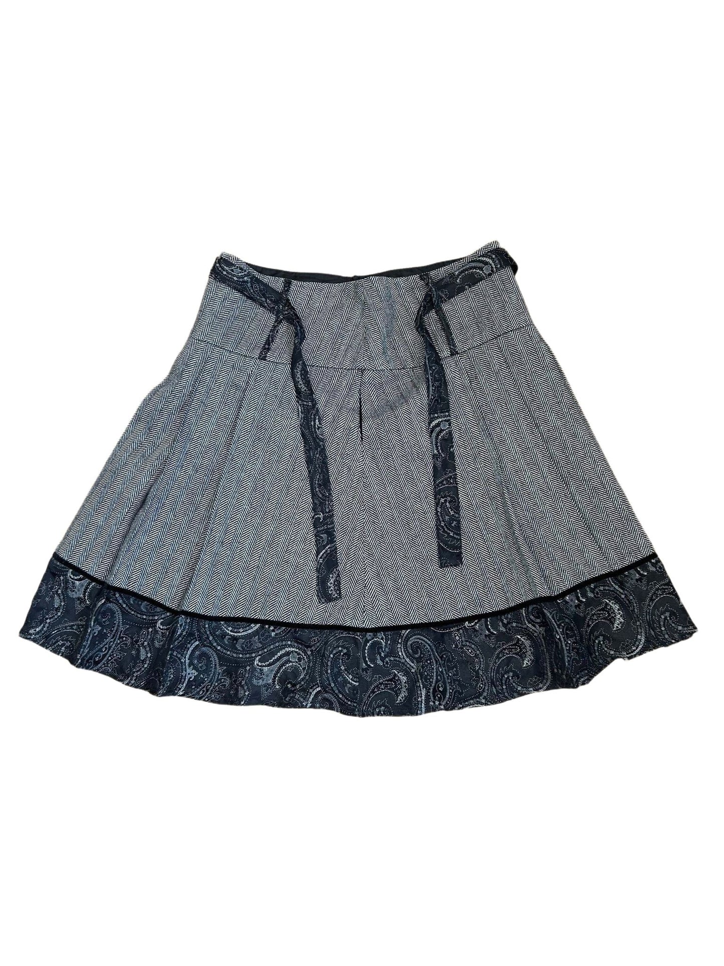 Esprit Rock Damen 42 Grau Wolle Lurex Gefüttert Elegant Faltenrock Herbst