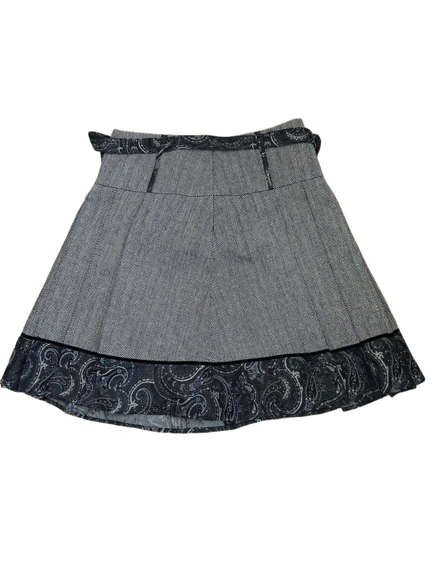 Esprit Rock Damen 42 Grau Wolle Lurex Gefüttert Elegant Faltenrock Herbst