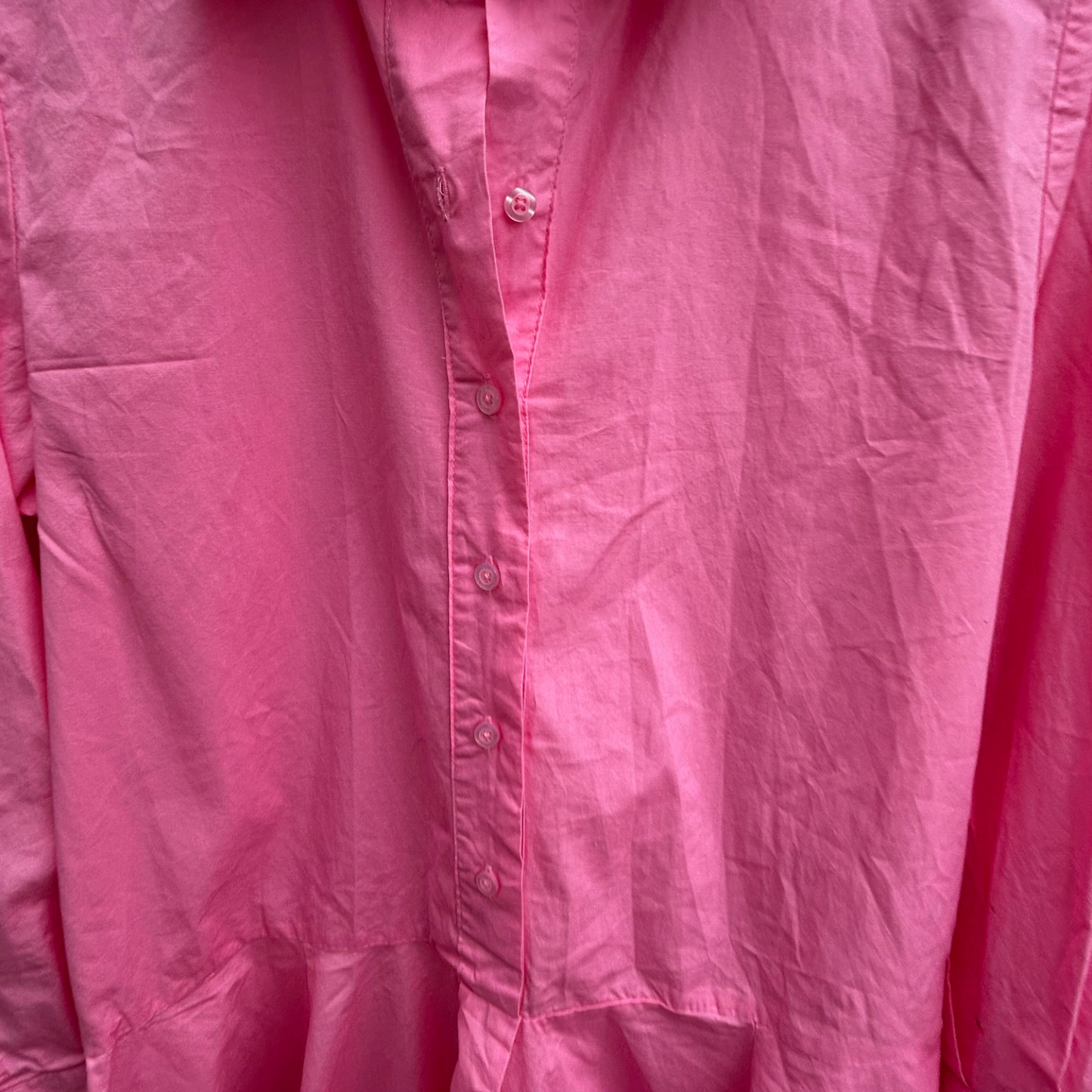 Page One Kleid Damen Gr 36 Pink Baumwolle Sommer Langarm Hemdblusenkleid Rüschen