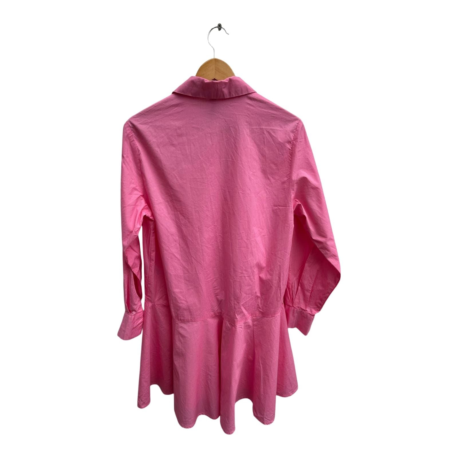 Page One Kleid Damen Gr 36 Pink Baumwolle Sommer Langarm Hemdblusenkleid Rüschen