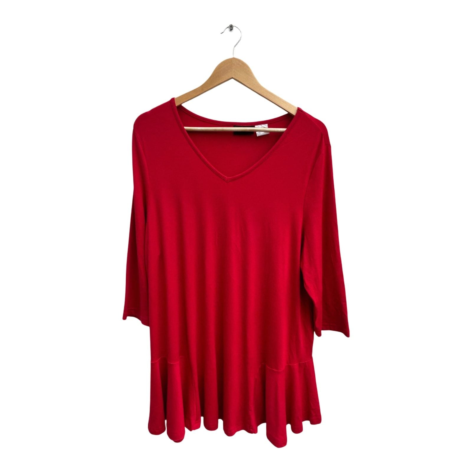 Mia Moda Kleid Damen Gr 46 Rot Viskose Stretch Elegant Klassisch Rüschen Saum Look