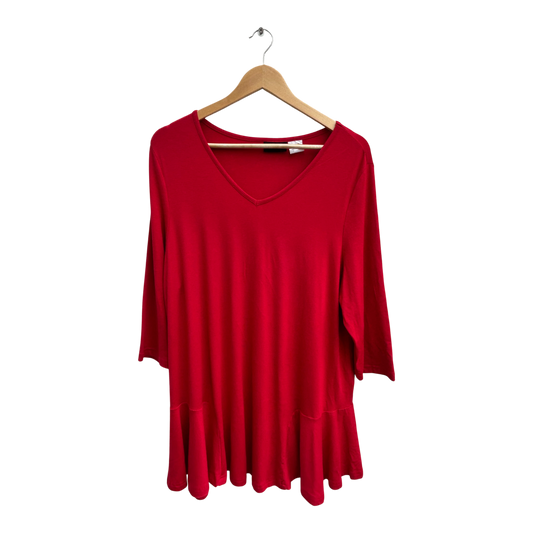 Mia Moda Kleid Damen Gr 46 Rot Viskose Stretch Elegant Klassisch Rüschen Saum Look