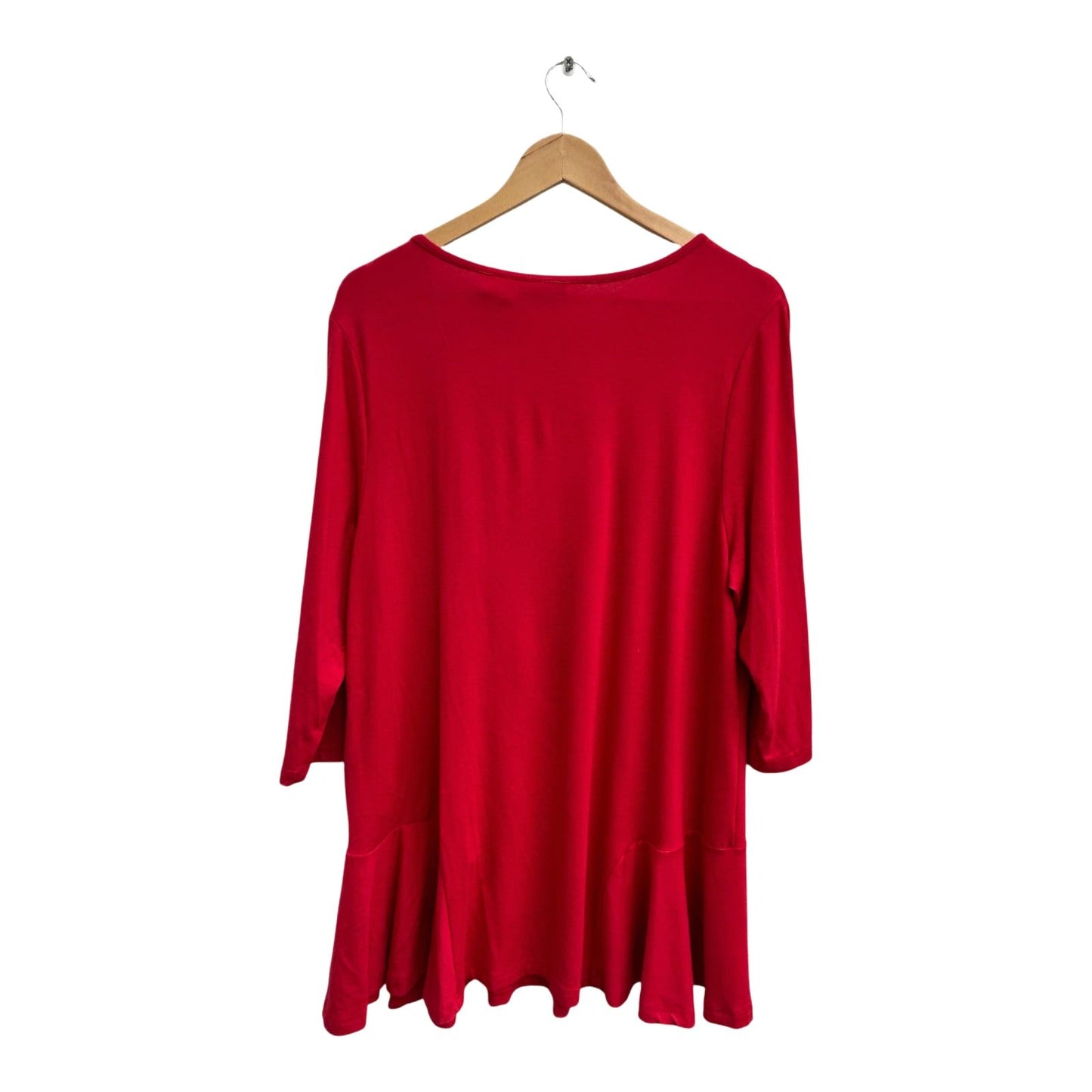 Mia Moda Kleid Damen Gr 46 Rot Viskose Stretch Elegant Klassisch Rüschen Saum Look