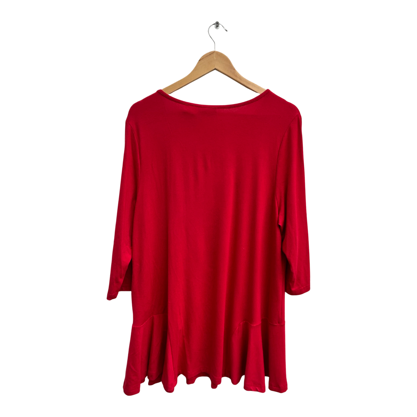 Mia Moda Kleid Damen Gr 46 Rot Viskose Stretch Elegant Klassisch Rüschen Saum Look