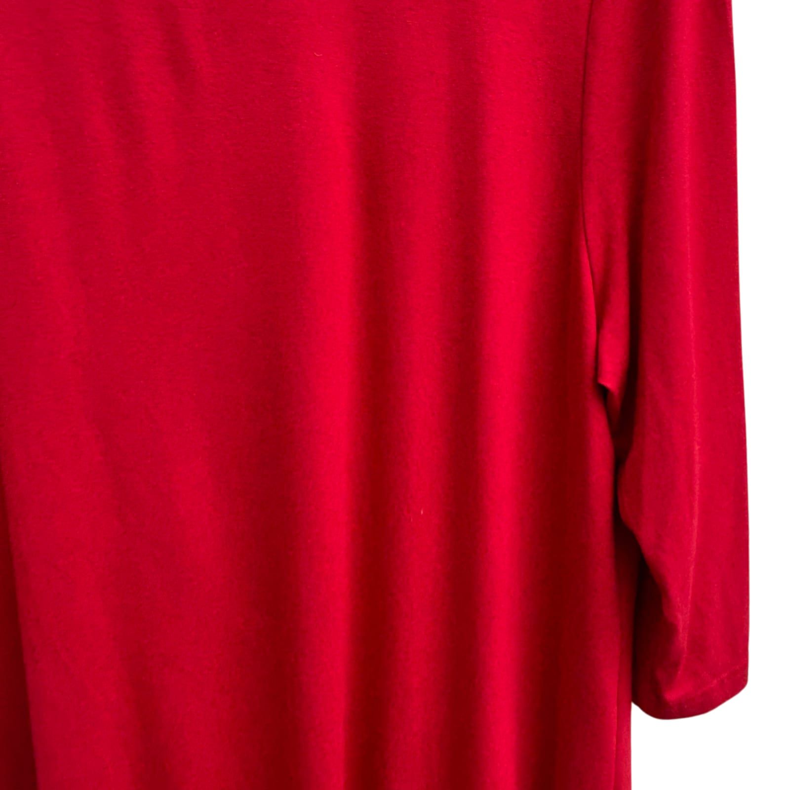 Mia Moda Kleid Damen Gr 46 Rot Viskose Stretch Elegant Klassisch Rüschen Saum Look