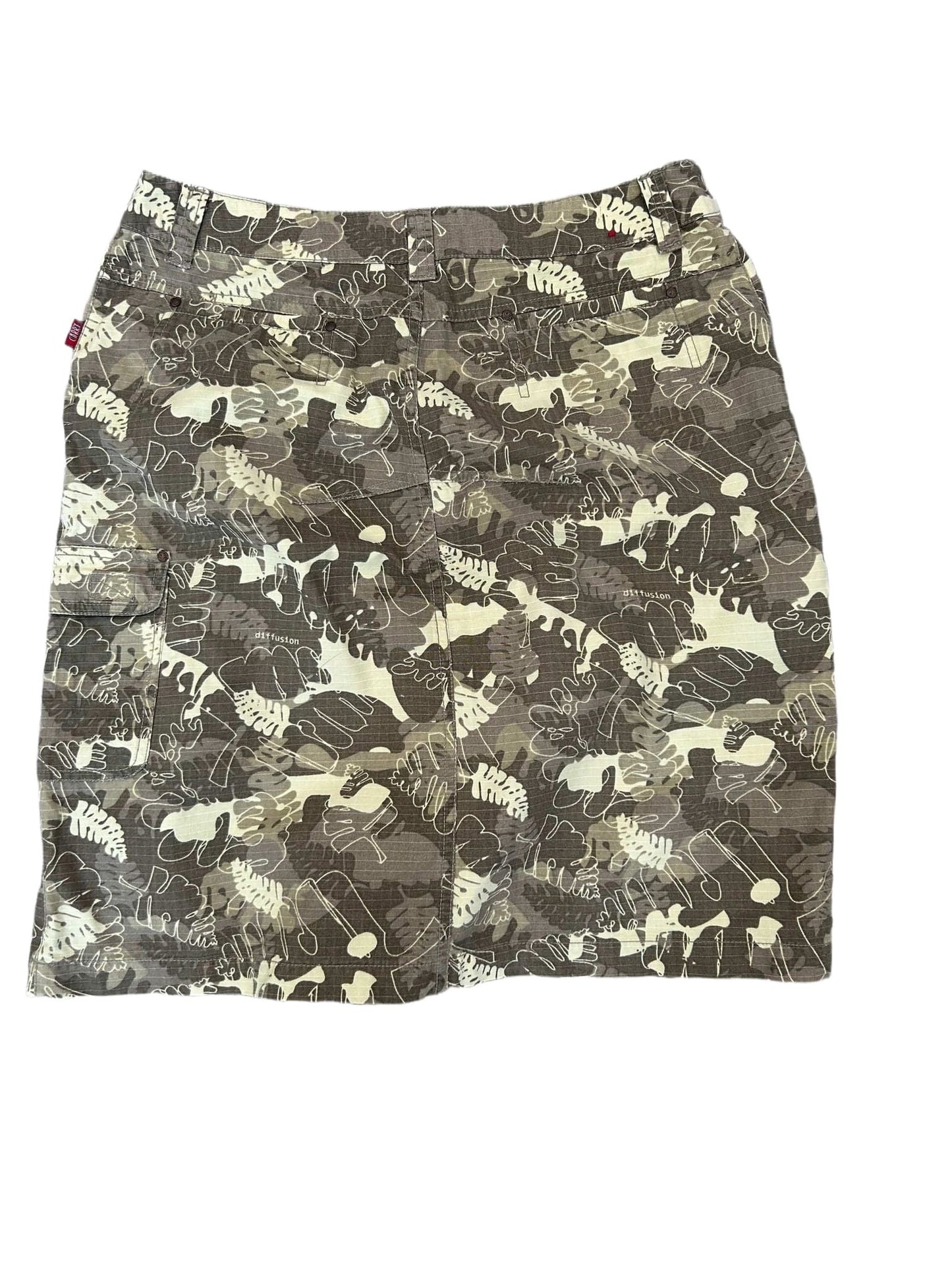 Carry Rock Damen M Grün Baumwolle Muster Sommer Taschen Freizeit Knopf