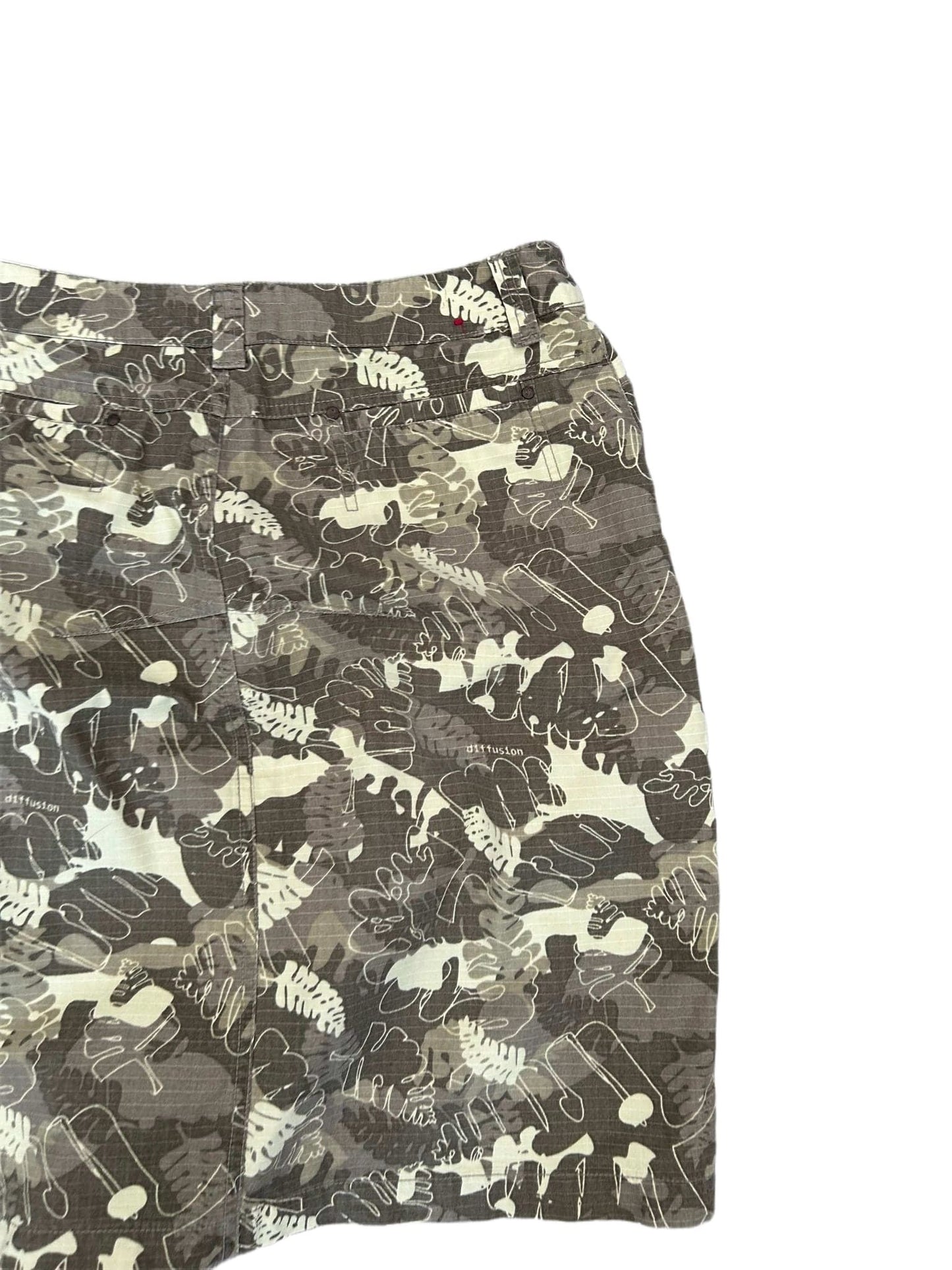 Carry Rock Damen M Grün Baumwolle Muster Sommer Taschen Freizeit Knopf
