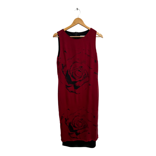Class International Kleid Damen Gr 38 Rot Rosenmuster Elegant Klassisch Maxi Abendkleid